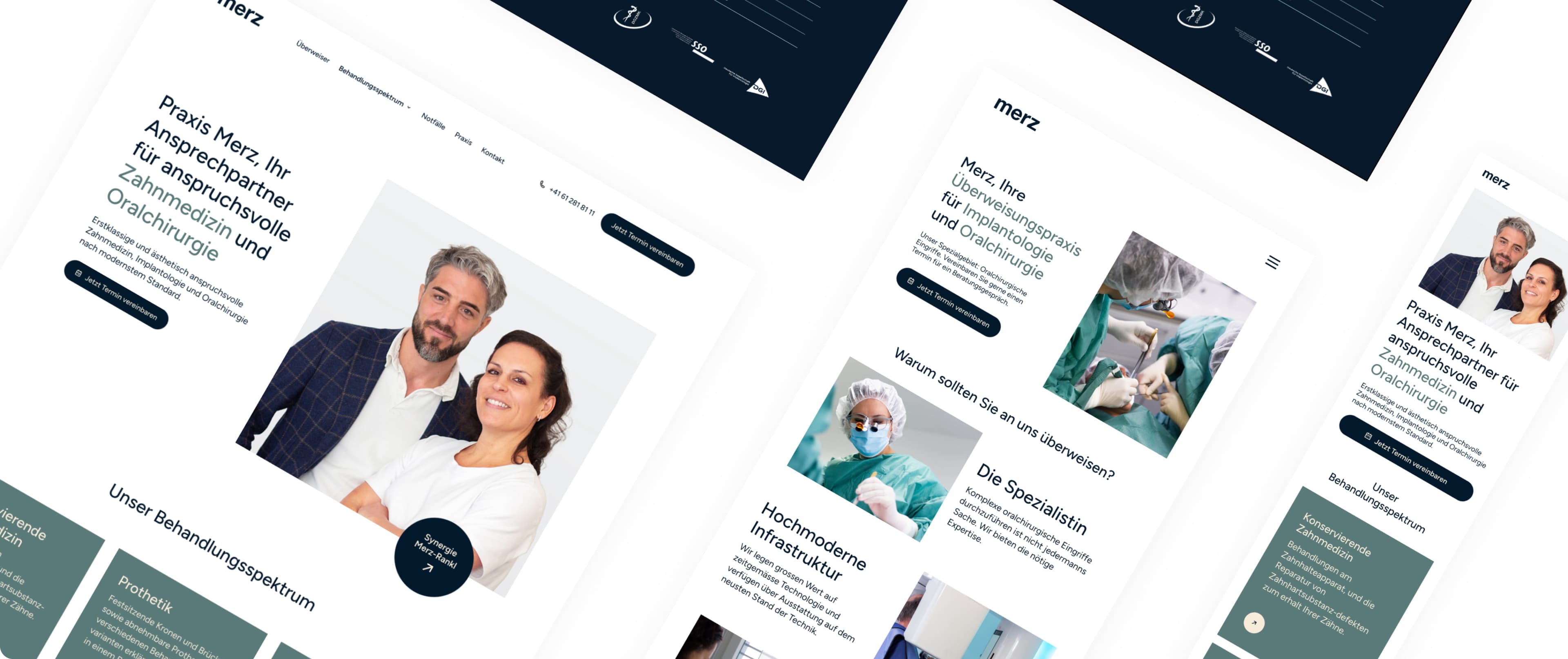 Mockups der Praxis-Merz-Webseite